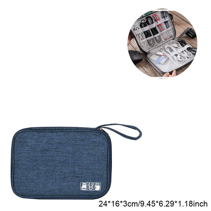 Image showcasing all three styles of the Travel Cable Bag side-by-side.
