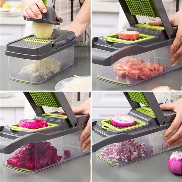 Versatile vegetable chopper with multiple blades