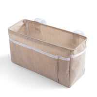 Baby bed organizer with diaper and toy storage capabilities