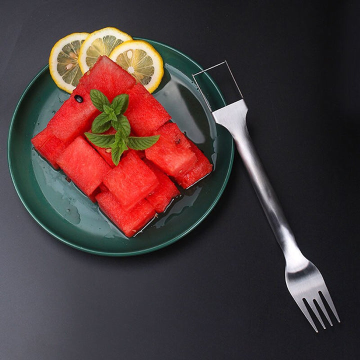 Stainless steel watermelon cutter and fork set
