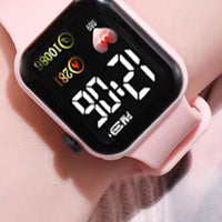 Silicone electronic wristwatch with heart print design