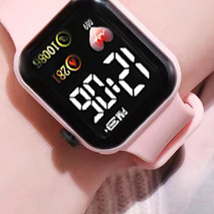 Silicone electronic wristwatch with heart print design