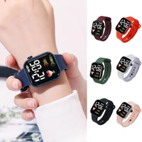 Silicone electronic wristwatch with heart print design