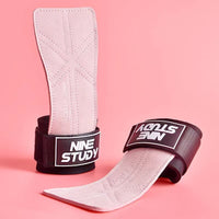 Pair of pink women's leather gym gloves