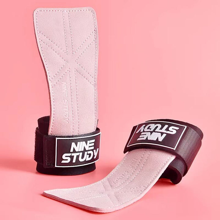 Pair of pink women's leather gym gloves