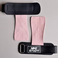 Pair of pink women's leather gym gloves
