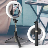 4-in-1 Wireless Selfie Stick Tripod Ring Light Front View