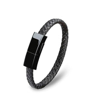 Leather Mini USB Bracelet Charger Front View