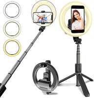 4-in-1 Wireless Selfie Stick Tripod Ring Light Front View